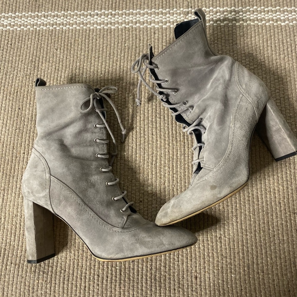 M Gemi Italian Suede  Gray Booties| Size 40